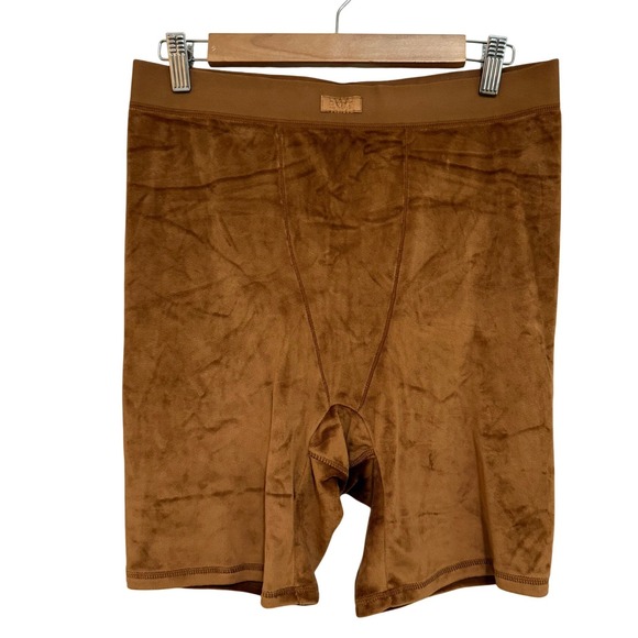 SKIMS Pants - SKIMS Women Velour Biker Shorts XL Brown High Waisted Plush Loungewear Sienna